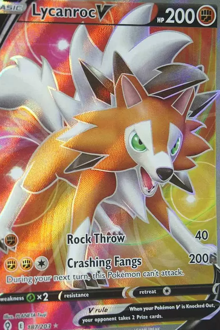 Pocket Monster Pokémon Kort-Lycanroc V 187/203 Full Art