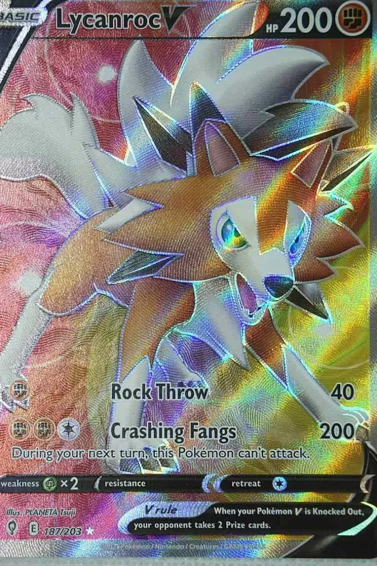 Pocket Monster Pokémon Kort-Lycanroc V 187/203 Full Art