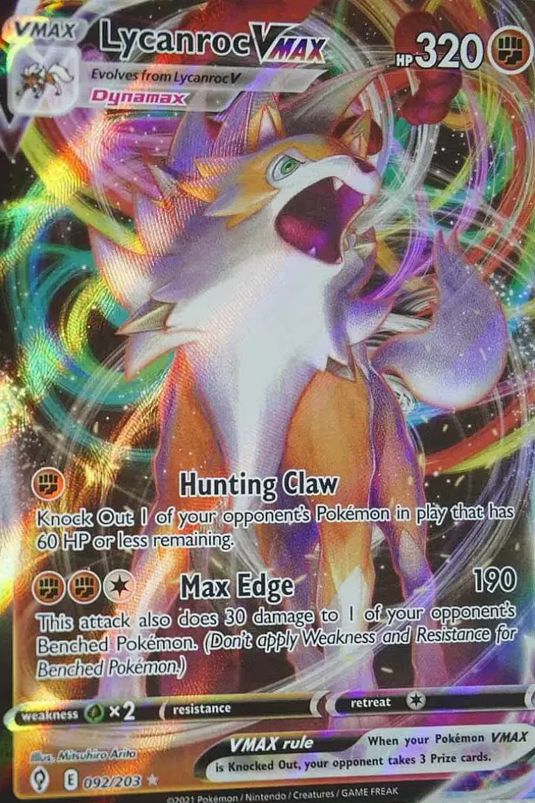 Pocket Monster Pokémon Kort-Lycanroc Vmax 92/203