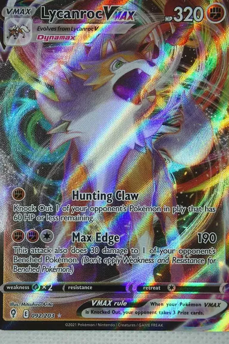 Pocket Monster Pokémon Kort-Lycanroc Vmax 92/203