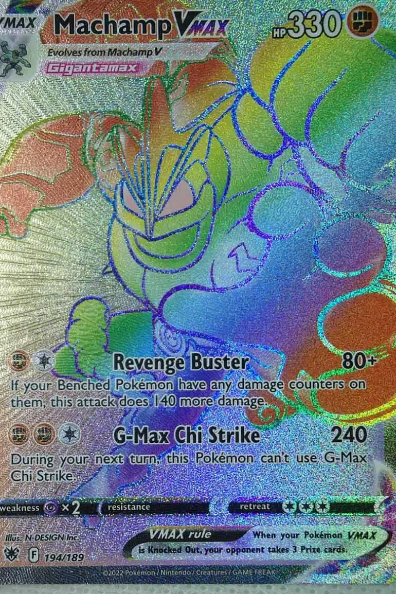 Pocket Monster Pokémon Kort-Machamp Vmax 194/189 Hyper Rare