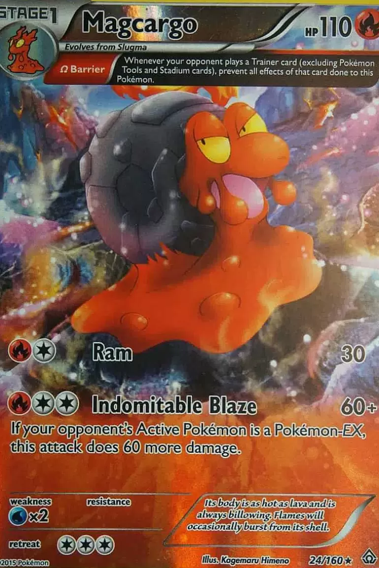 Pocket Monster Pokémon Kort-Magcargo 24/160 Rare Reverse Holo