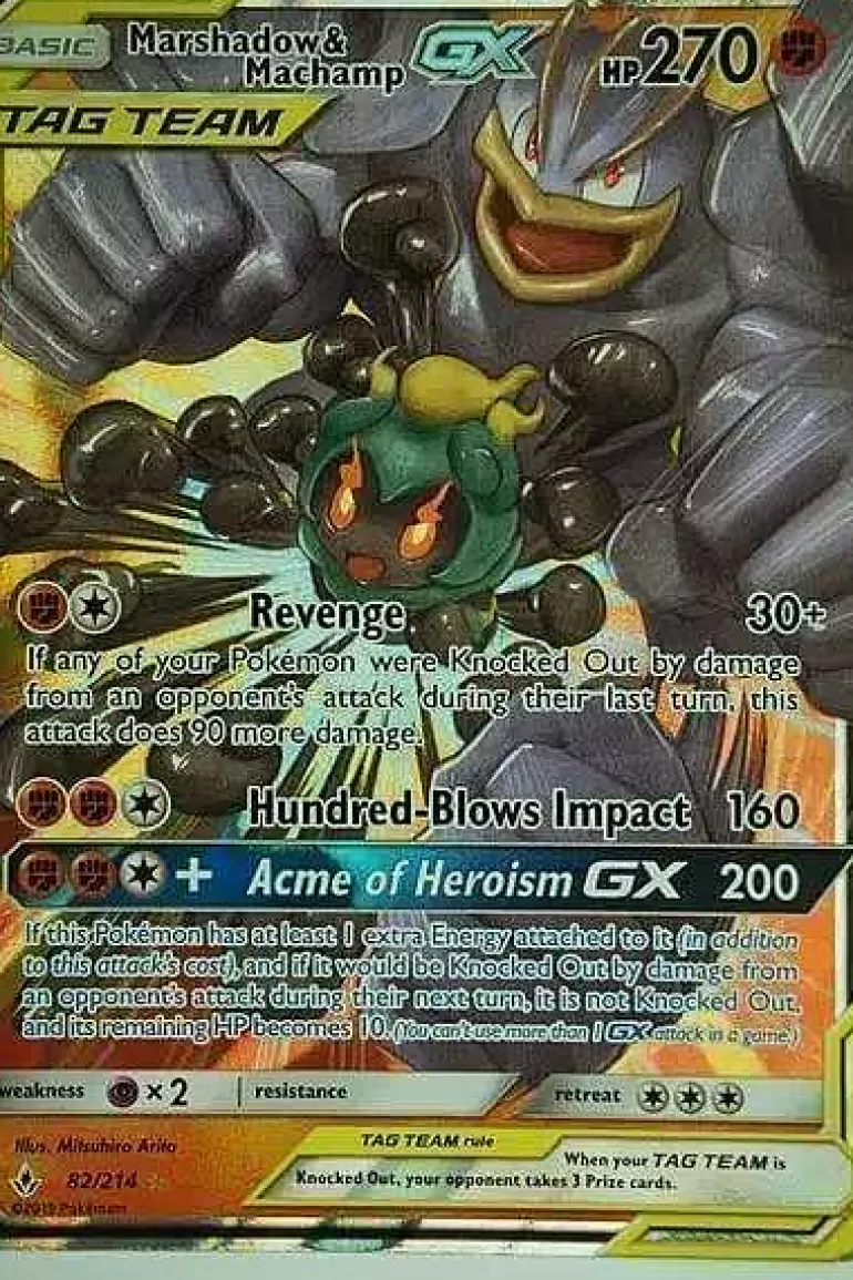 Pocket Monster Pokémon Kort-Marshadow & Machamp Gx 82/214
