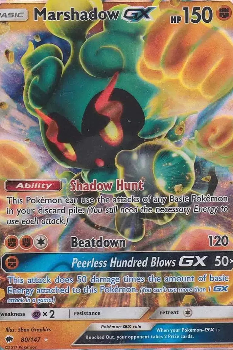 Pocket Monster Pokémon Kort-Marshadow Gx 80/147