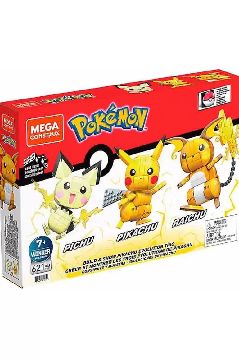 Pocket Monster Pokémon Figurer-Mega Construx Trio Med Pikachu, Pichu Og Raichu