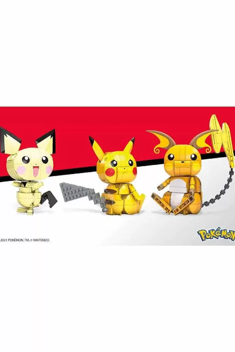 Pocket Monster Pokémon Figurer-Mega Construx Trio Med Pikachu, Pichu Og Raichu