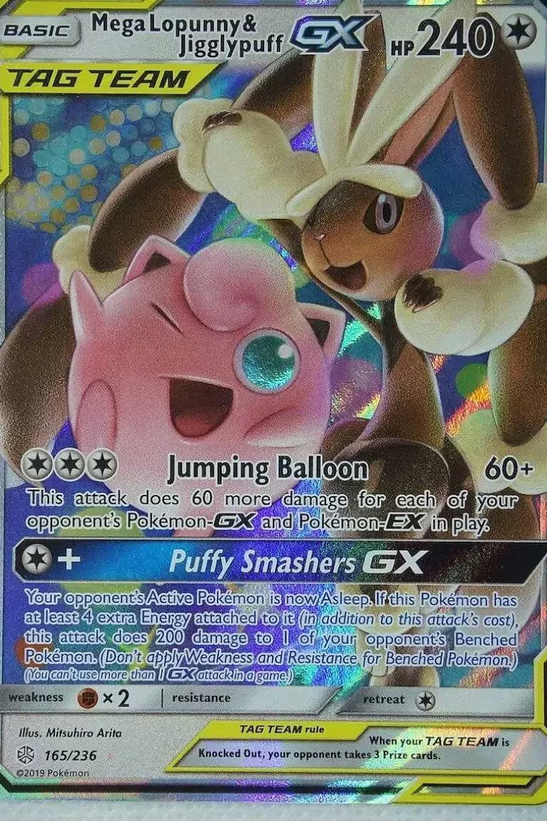 Pocket Monster Pokémon Kort-Mega Lopunny & Jigglypuff Gx 165/236