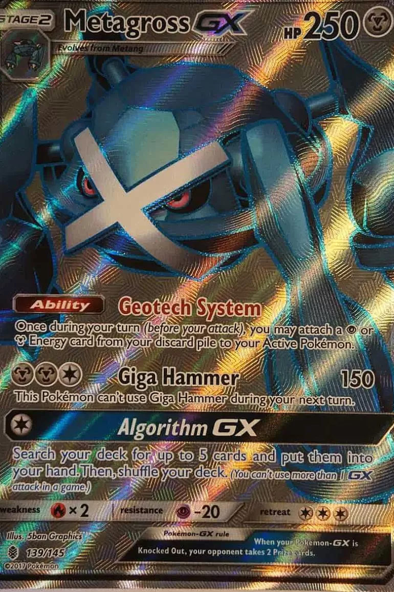 Pocket Monster Pokémon Kort-Metagross Gx 139/145 Full Art