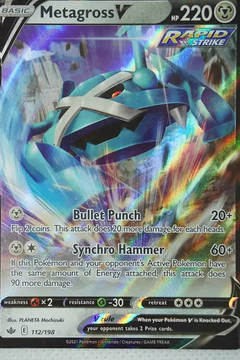 Pocket Monster Pokémon Kort-Metagross V 112/198