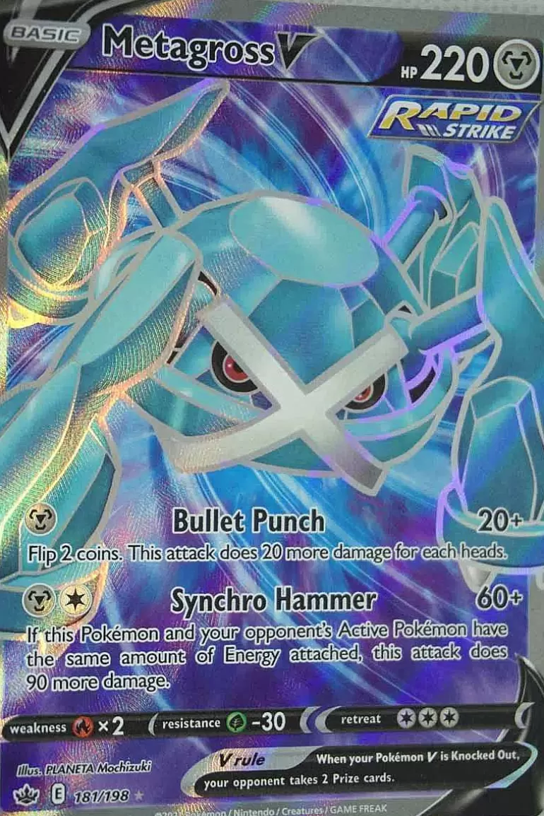 Pocket Monster Pokémon Kort-Metagross V 181/198 Full Art