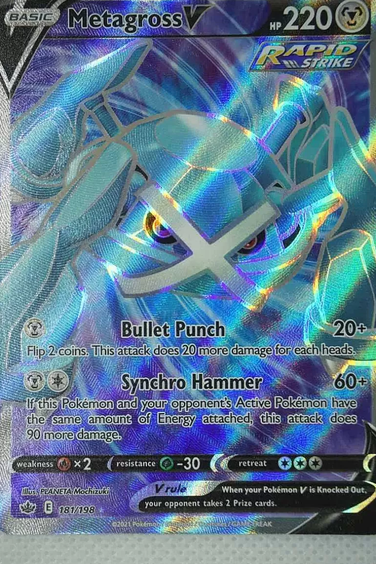 Pocket Monster Pokémon Kort-Metagross V 181/198 Full Art
