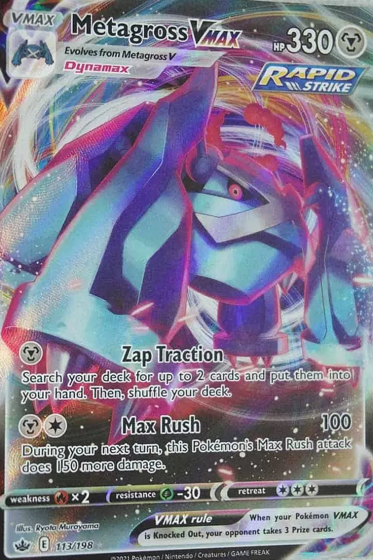 Pocket Monster Pokémon Kort-Metagross Vmax 113/198