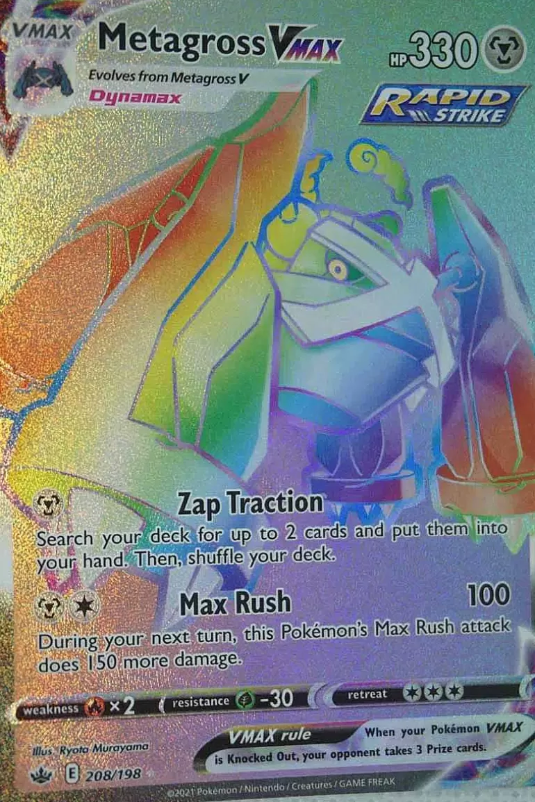 Pocket Monster Pokémon Kort-Metagross Vmax 208/198 Hyper Rare