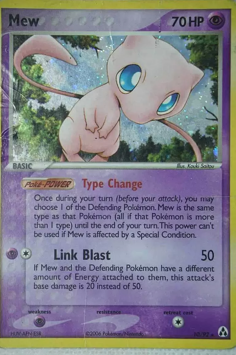Pocket Monster Pokémon Kort-Mew 10/92 Holo Rare Slidt