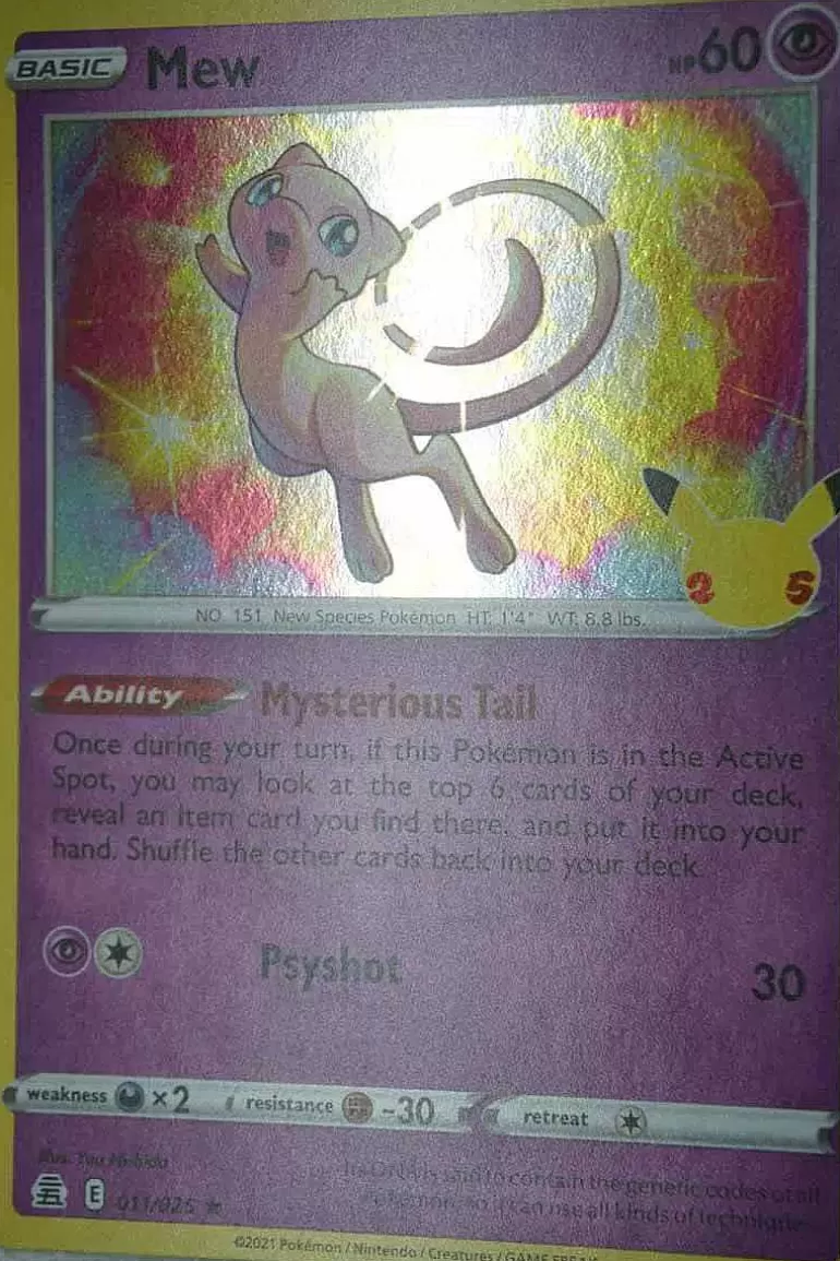 Pocket Monster Pokémon Kort-Mew 11/25 Holo Rare