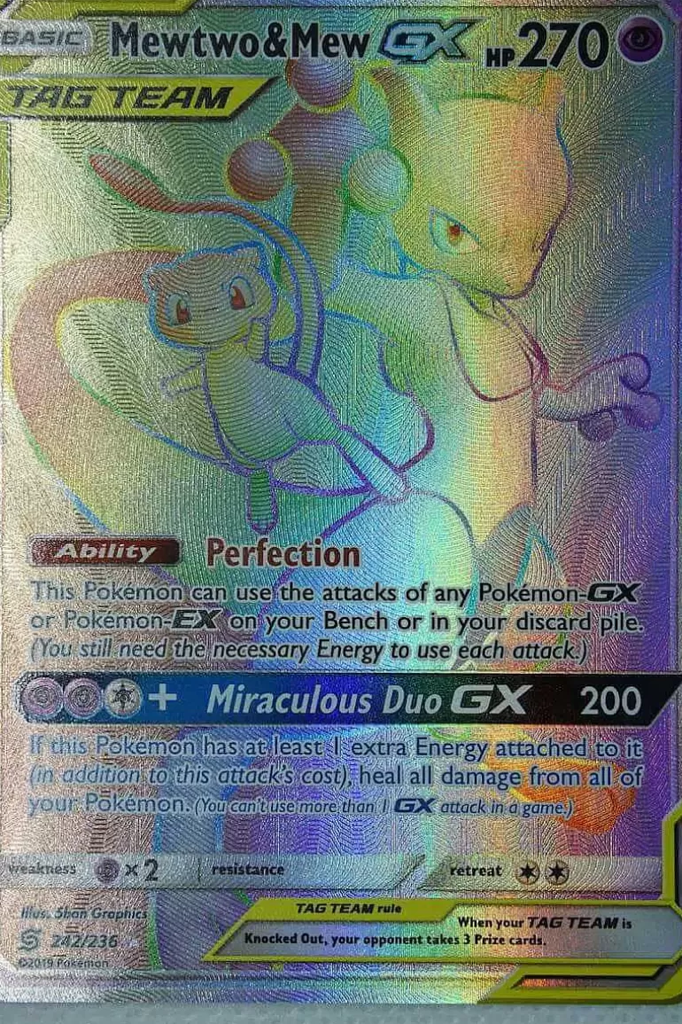 Pocket Monster Pokémon Kort-Mewtwo & Mew Gx 242/236 Hyper Rare