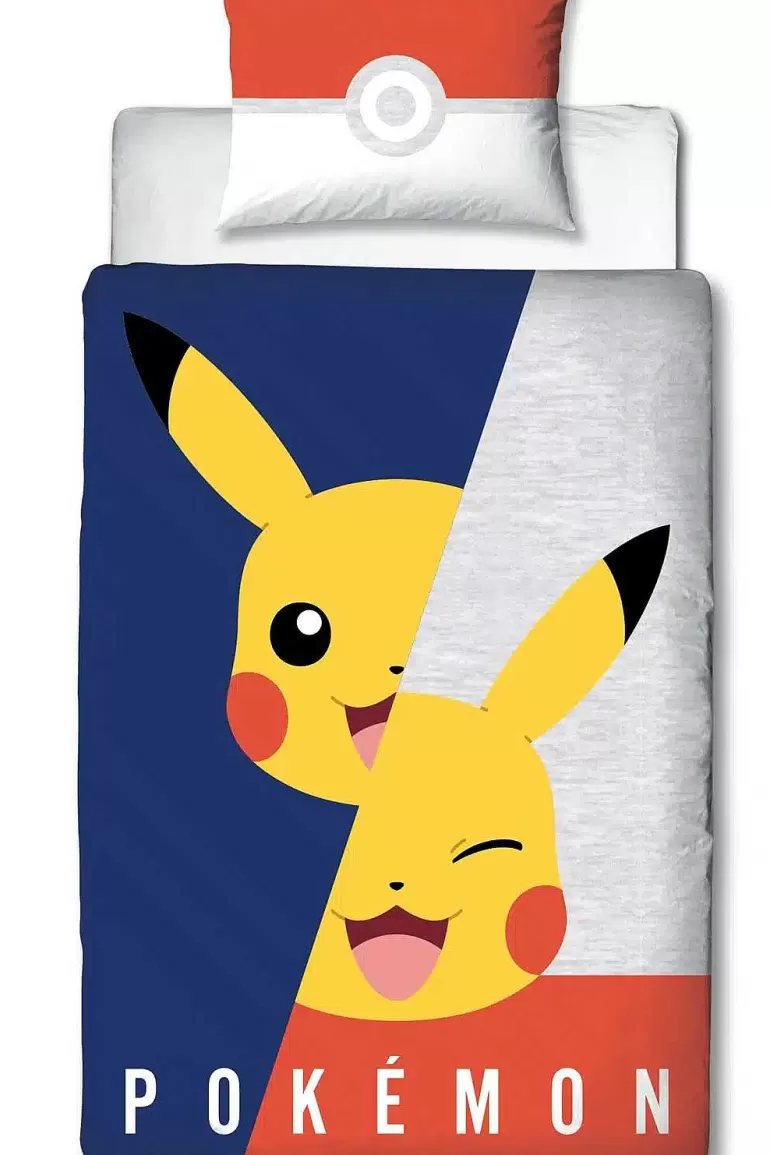 Pocket Monster Pokémon Til Børneværelset-Pikachu Og Poke Ball Sengetoj
