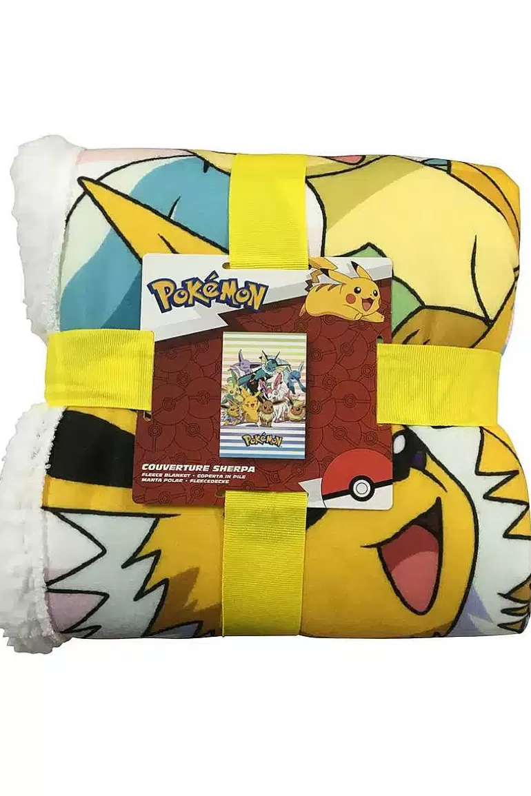 Pocket Monster Pokémon Til Børneværelset-Pokemon Fleece Taeppe Med Pikachu, Eevee Og Udviklinger