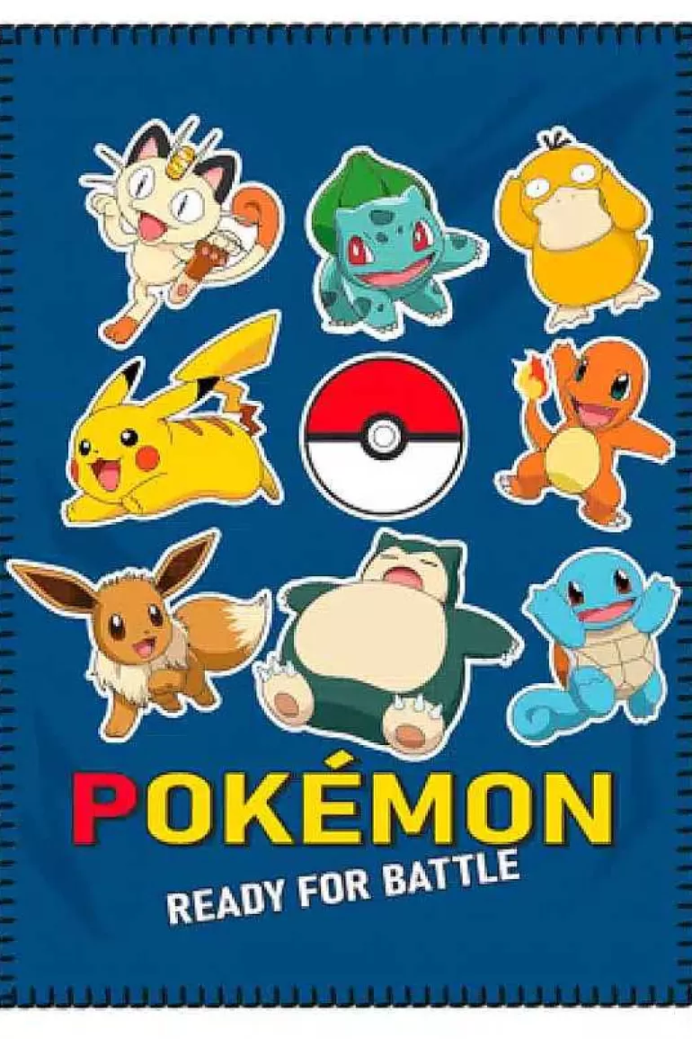 Pocket Monster Pokémon Til Børneværelset-Pokemon Fleece Taeppe Ready For Battle