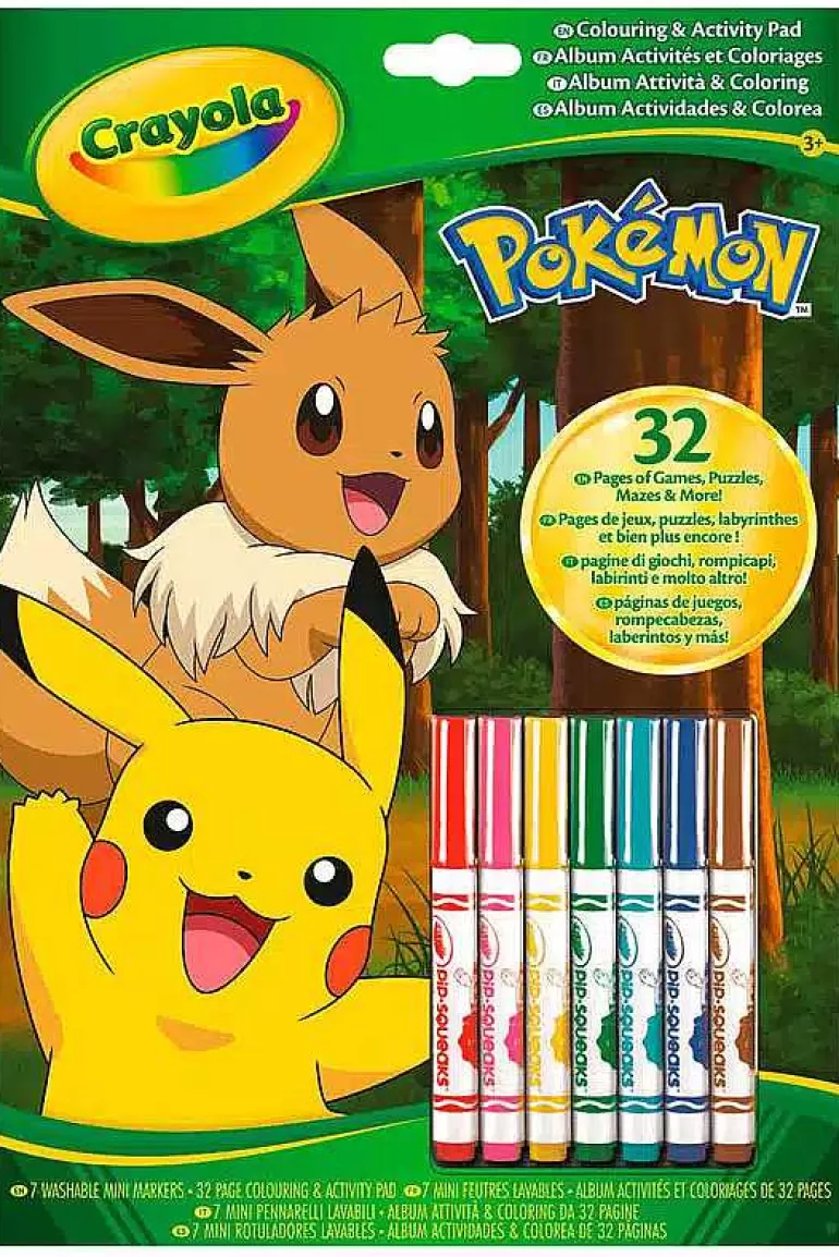 Pocket Monster Pokémon Skoleudstyr-Pokemon Male Og Aktivitetsbog Med 7 Tusser