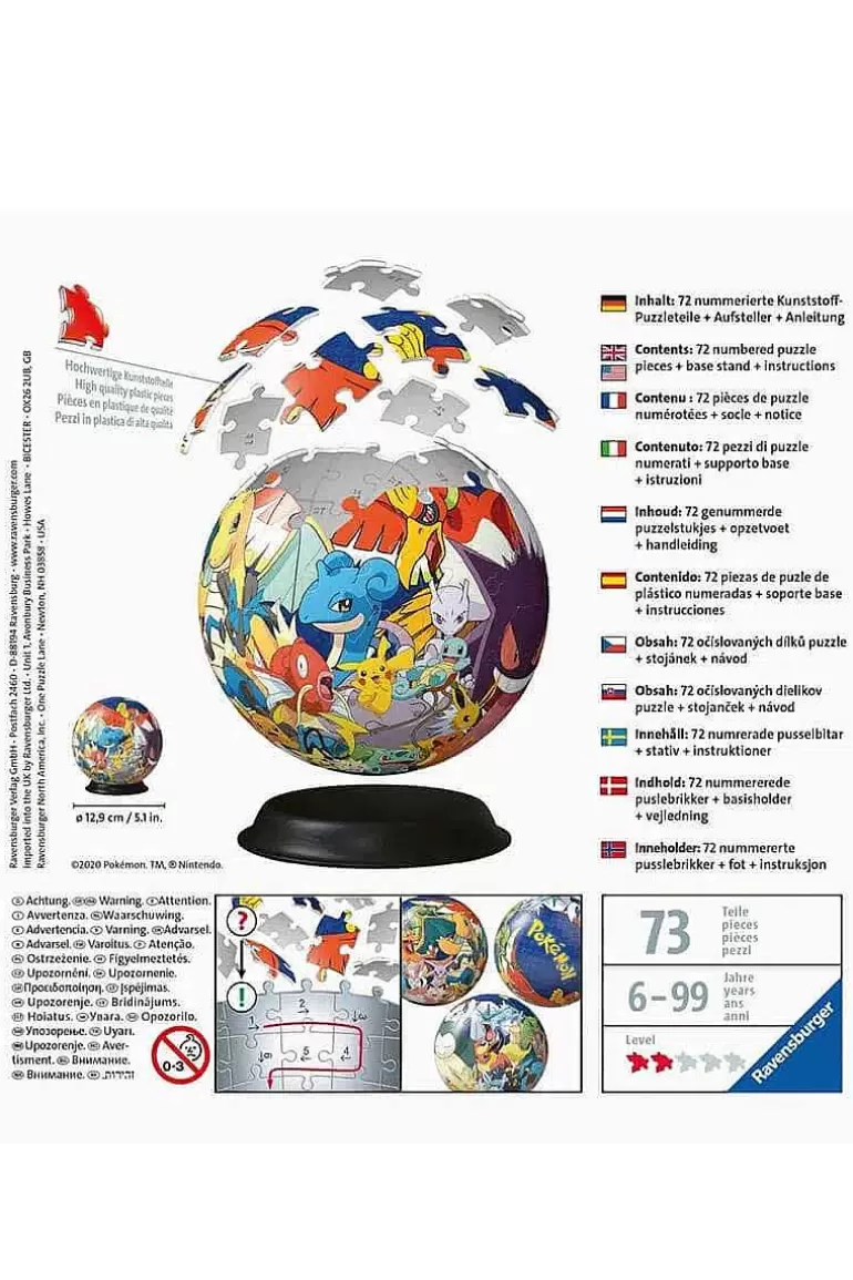 Pocket Monster Pokémon Til Børneværelset-Pokemon Ravensburger 3D Puslespil Med 72 Brikker