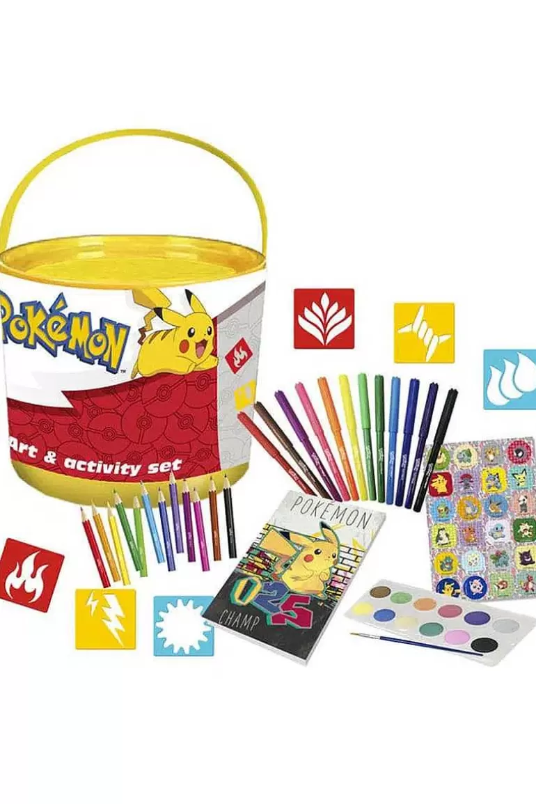 Pocket Monster Pokémon Skoleudstyr-Pokemon Tegnesaet I Spand Med 46 Dele