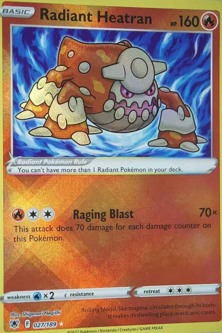 Pocket Monster Pokémon Kort-Radiant Heatran 027/189 Radiant Rare