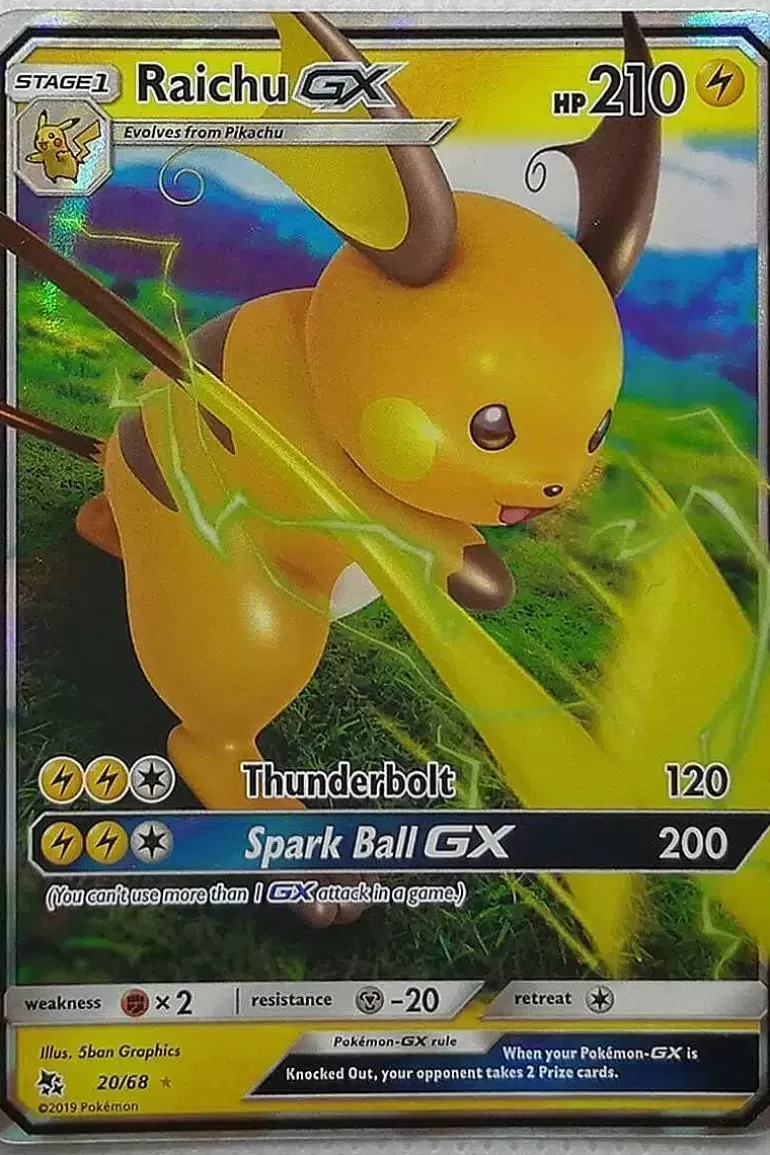 Pocket Monster Pokémon Kort-Raichu Gx 20/68
