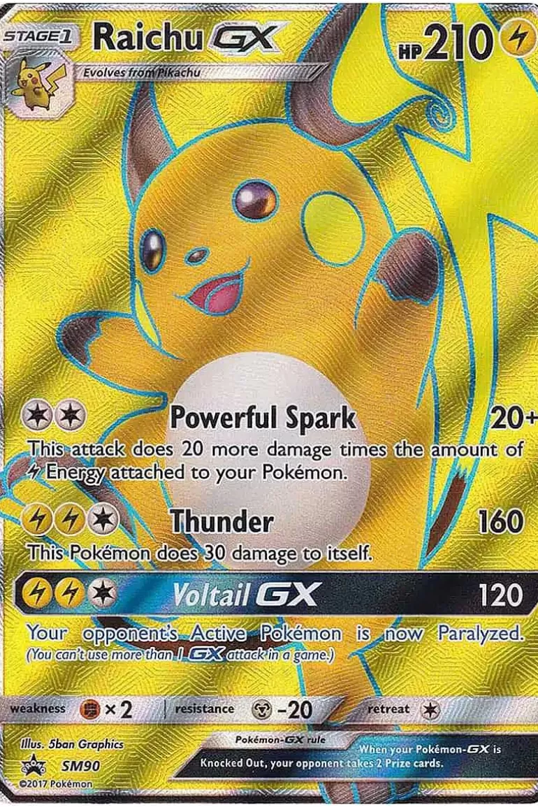 Pocket Monster Pokémon Kort-Raichu Gx Sm90 I Stor