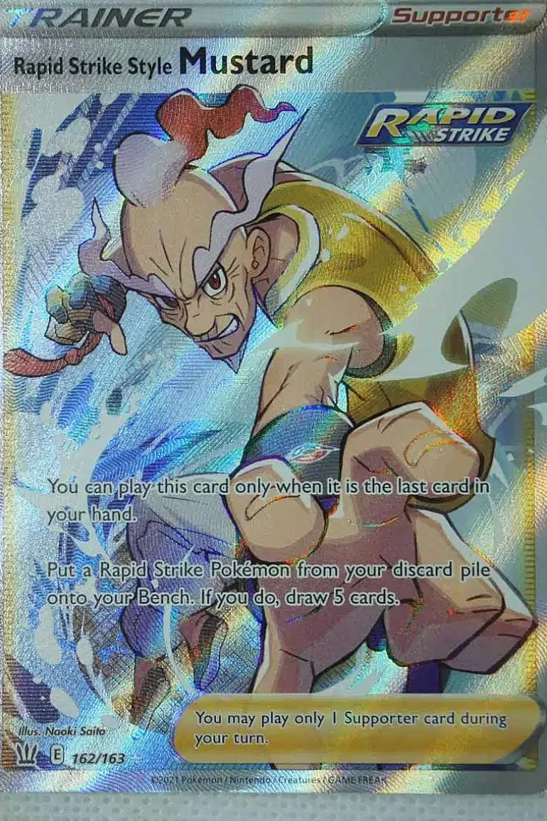 Pocket Monster Pokémon Kort-Rapid Strike Style Mustard 162/163 Full Art