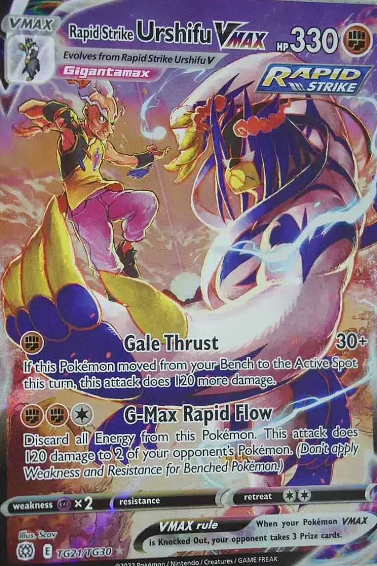 Pocket Monster Pokémon Kort-Rapid Strike Urshifu Vmax Tg21/Tg30