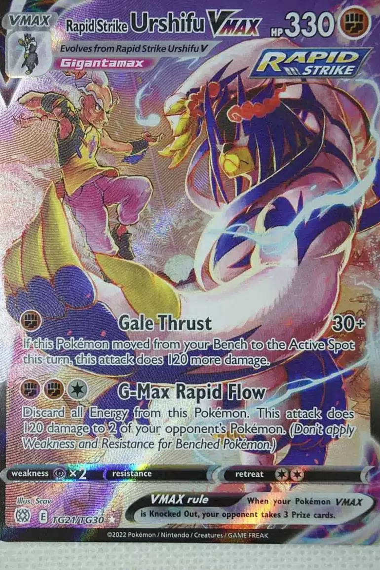 Pocket Monster Pokémon Kort-Rapid Strike Urshifu Vmax Tg21/Tg30