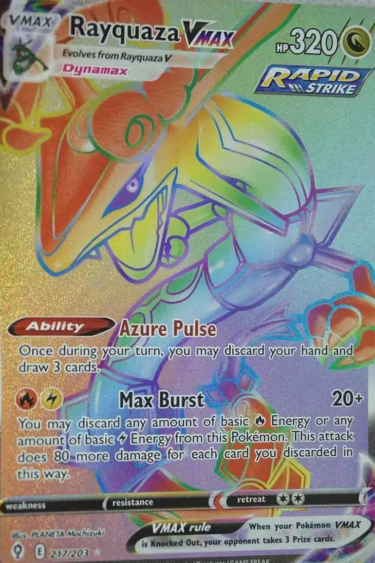 Pocket Monster Pokémon Kort-Rayquaza Vmax 217/203 Hyper Rare