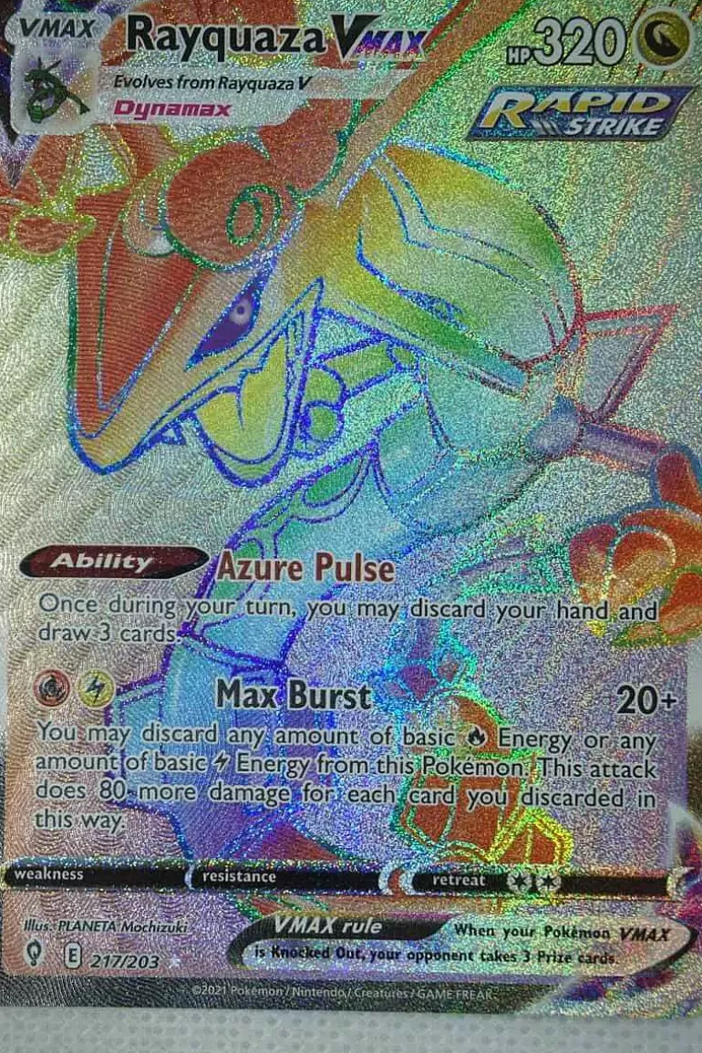 Pocket Monster Pokémon Kort-Rayquaza Vmax 217/203 Hyper Rare