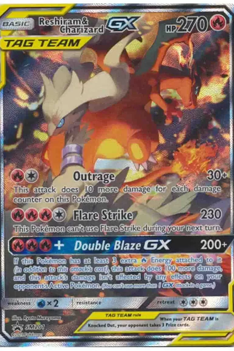 Pocket Monster Pokémon Kort-Reshiram & Charizard Gx Sm201