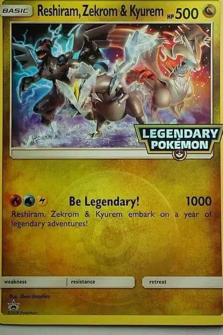 Pocket Monster Pokémon Kort-Reshiram Zekrom Og Kyurem Legendarisk Stort Kort