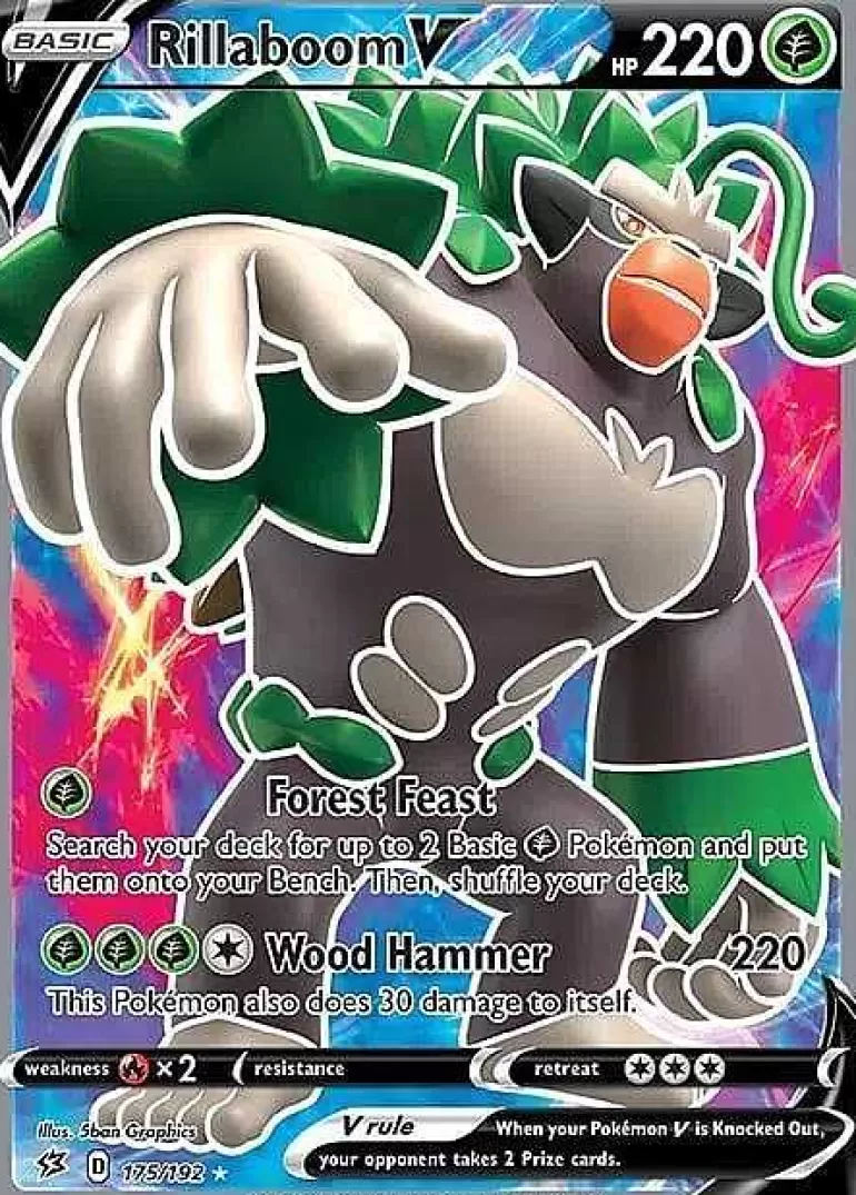 Pocket Monster Pokémon Kort-Rillaboom V 175/192 Full Art