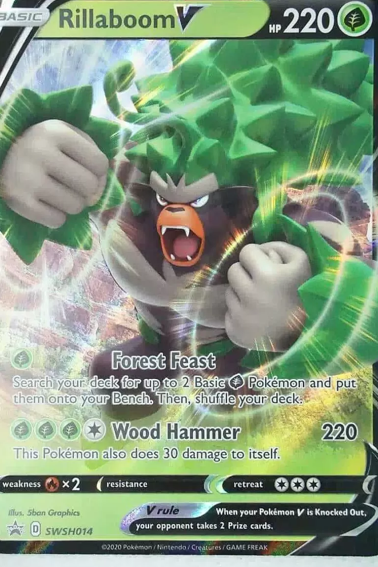 Pocket Monster Pokémon Kort-Rillaboom V Swsh014