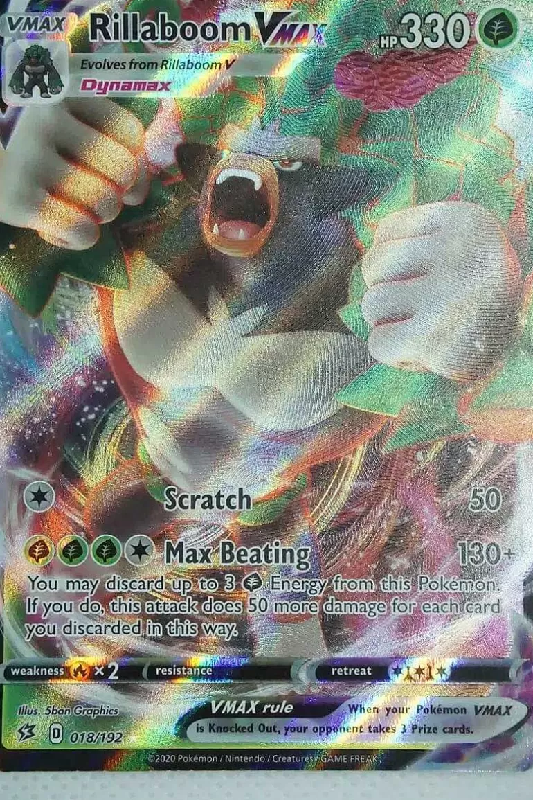 Pocket Monster Pokémon Kort-Rillaboom Vmax 018/192