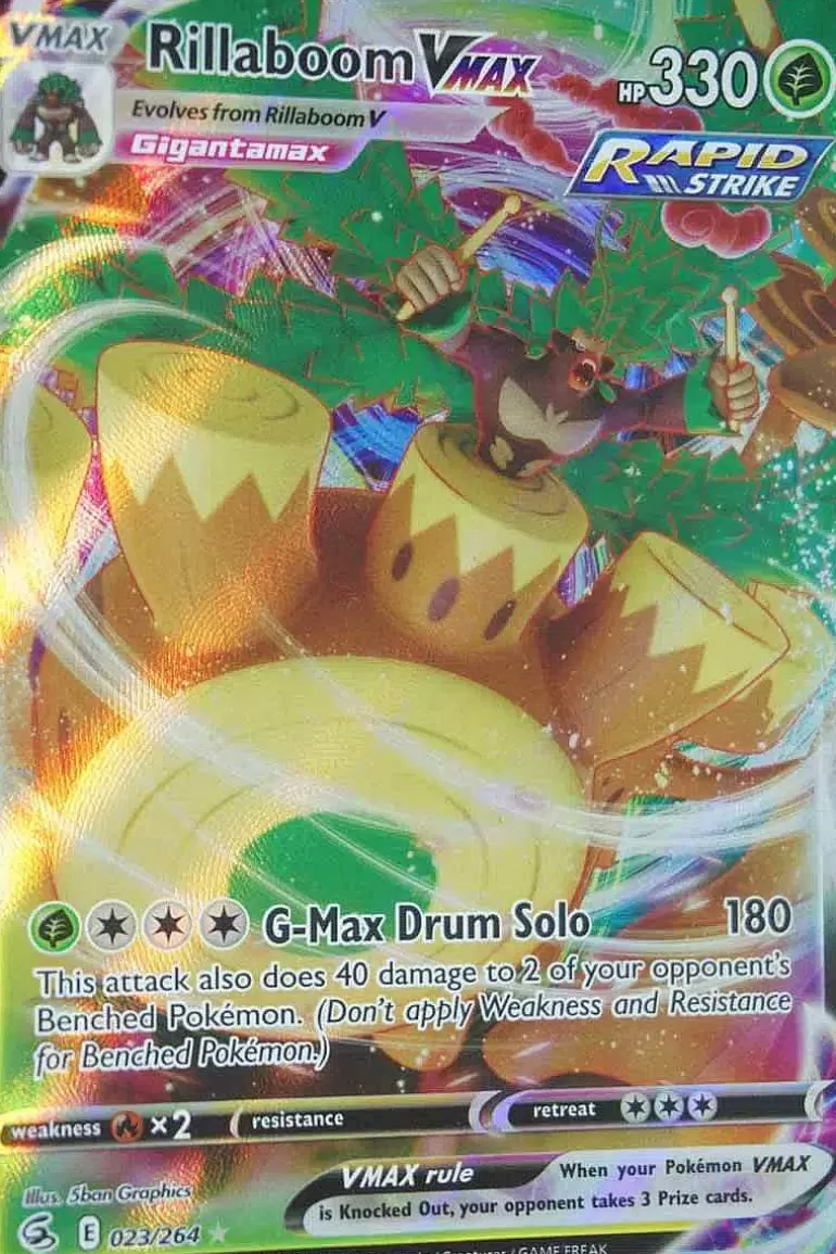 Pocket Monster Pokémon Kort-Rillaboom Vmax 23/264