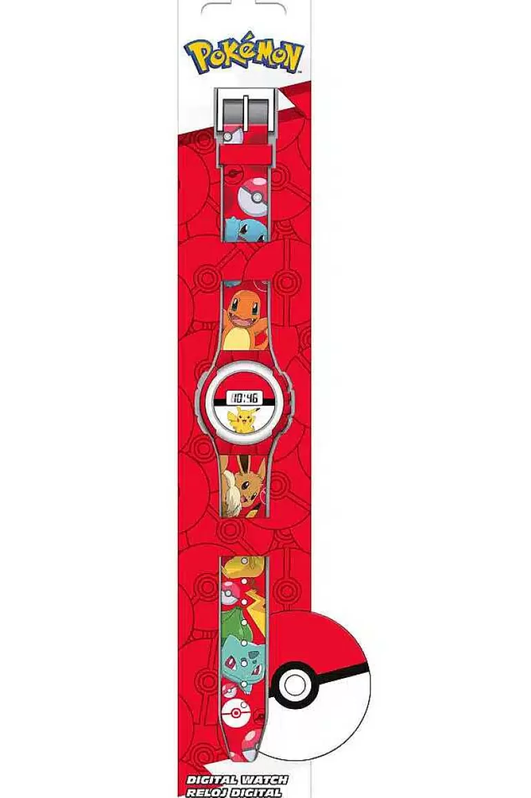 Pocket Monster Pokémon Skoleudstyr-Rodt Led Armbandsur Med Kanto Starters