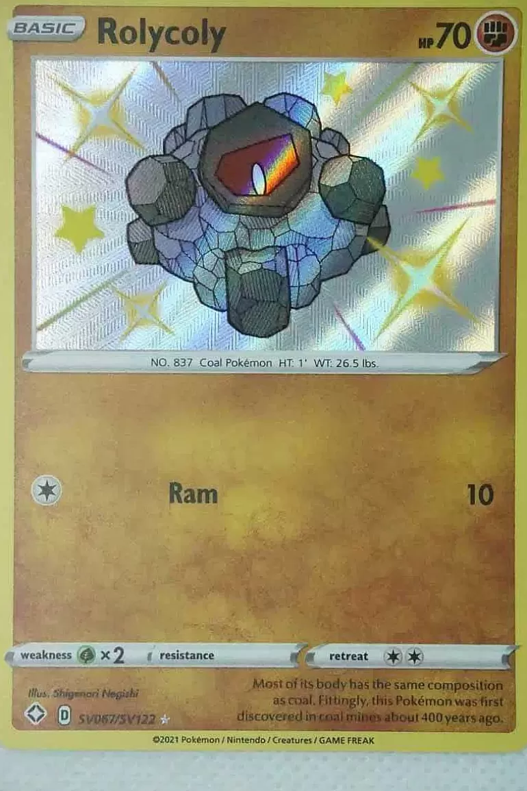 Pocket Monster Pokémon Kort-Rolycoly Sv67/Sv122 Shiny Rare
