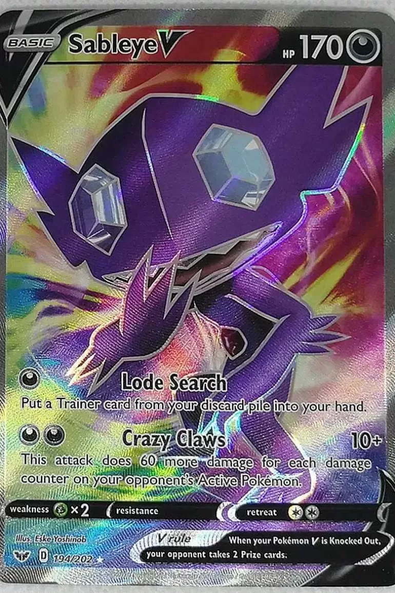 Pocket Monster Pokémon Kort-Sableye V 194/202 Full Art