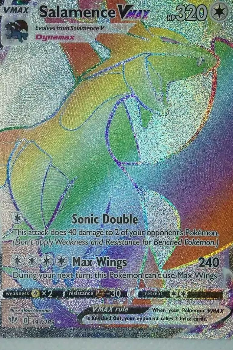 Pocket Monster Pokémon Kort-Salamence Vmax 194/189 Hyper Rare