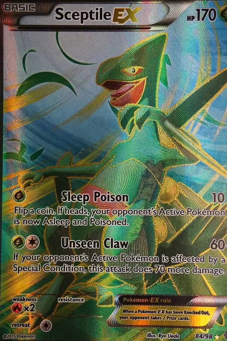 Pocket Monster Pokémon Kort-Sceptil Ex 84/98 Full Art