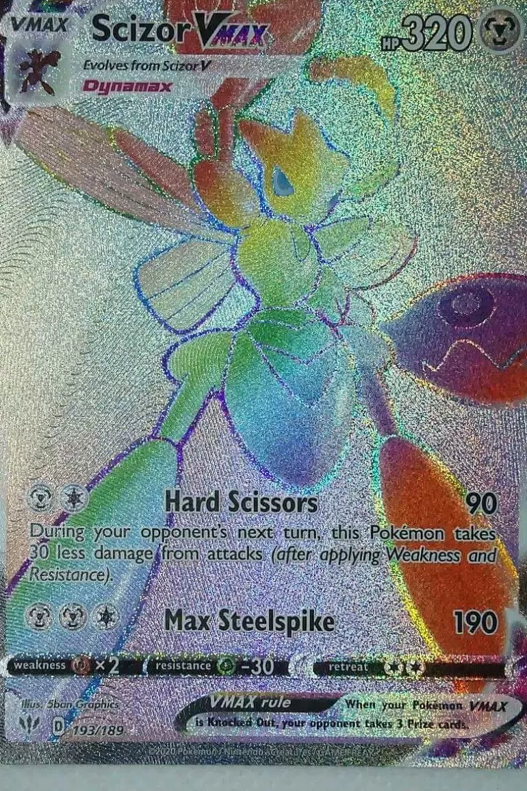 Pocket Monster Pokémon Kort-Scizor Vmax 193/189 Hyper Rare