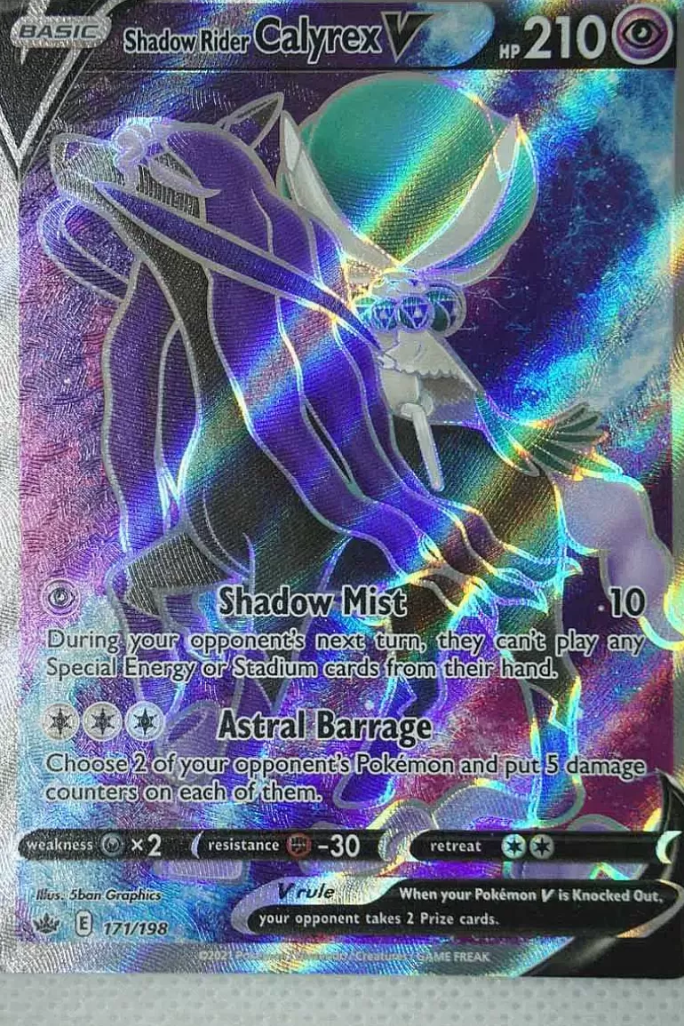 Pocket Monster Pokémon Kort-Shadow Rider Calyrex V 171/198 Full Art
