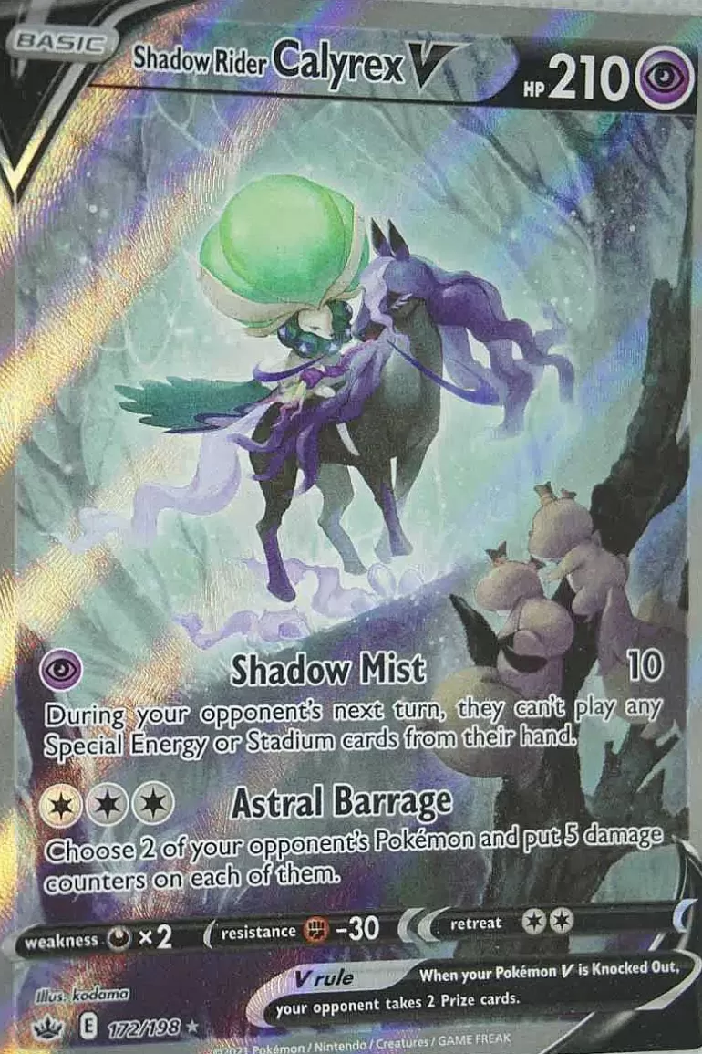 Pocket Monster Pokémon Kort-Shadow Rider Calyrex V 172/198 Full Art