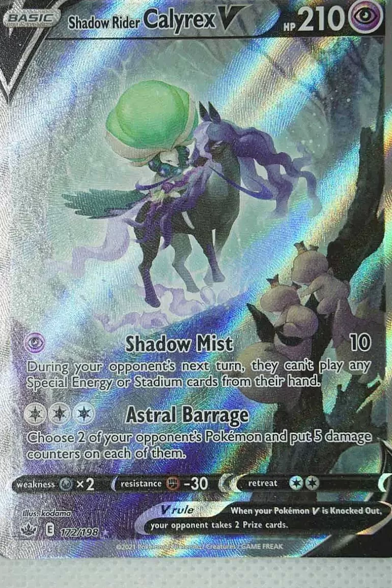 Pocket Monster Pokémon Kort-Shadow Rider Calyrex V 172/198 Full Art