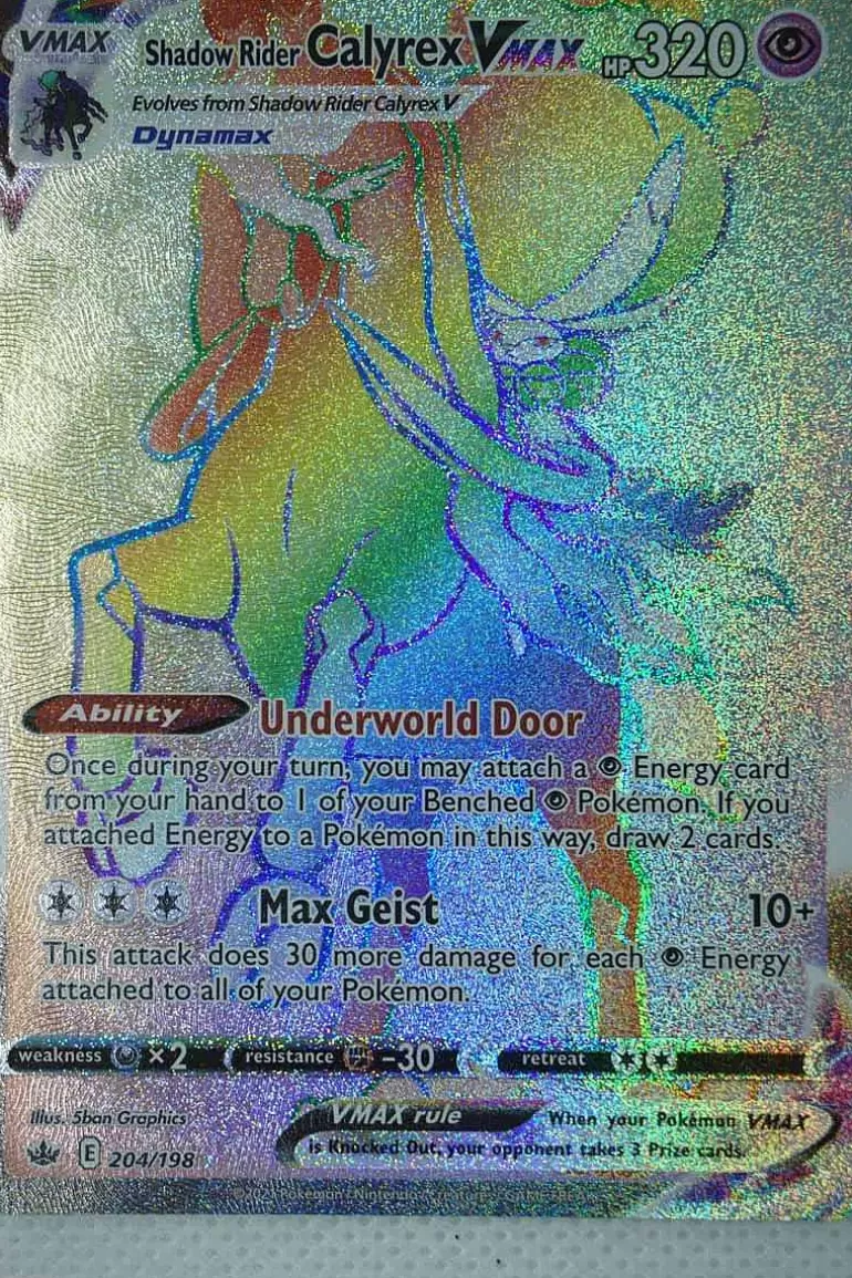 Pocket Monster Pokémon Kort-Shadow Rider Calyrex Vmax 204/198 Hyper Rare
